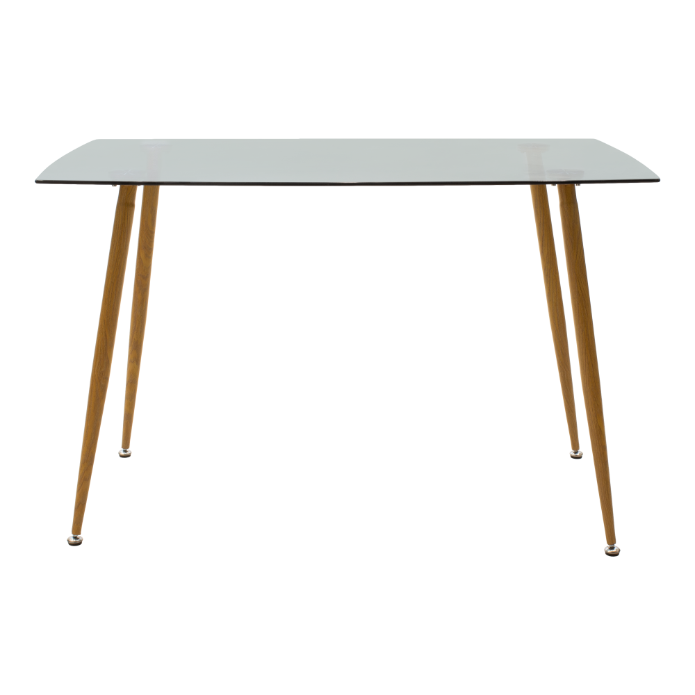 Dining table Chloe-Aurora I pakoworld set of 5 pieces glass 8mm anthracite - natural-black leg 120x70x75cm