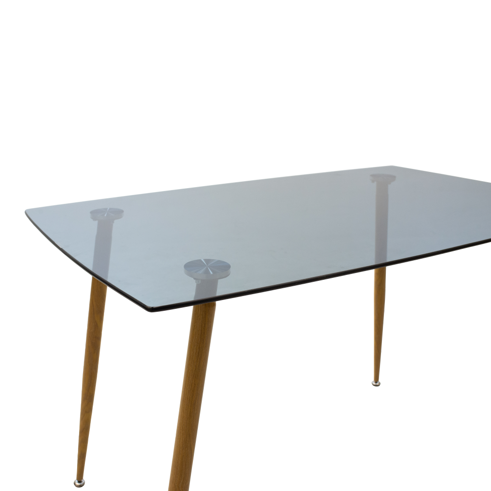 Dining table Chloe-Aurora I pakoworld set of 5 pieces glass 8mm anthracite - natural-black leg 120x70x75cm