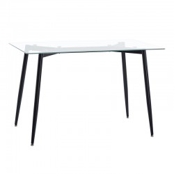 Quana-Julita dining table pakoworld set of 5 pieces glass 8mm transparent - black leg 120x70x75cm Quana-Julita dining table pakoworld set of 5 pieces glass 8mm transparent - black leg 120x70x75cm