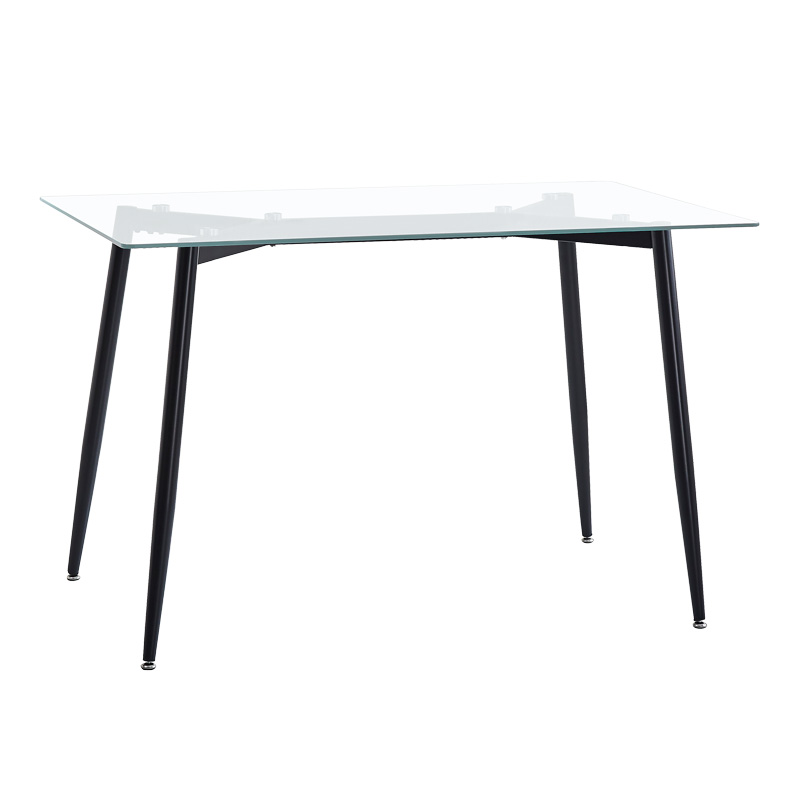 Quana-Julita dining table pakoworld set of 5 pieces glass 8mm transparent - black leg 120x70x75cm Quana-Julita dining table pakoworld set of 5 pieces glass 8mm transparent - black leg 120x70x75cm