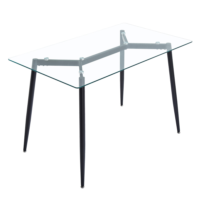 Quana-Julita dining table pakoworld set of 5 pieces glass 8mm transparent - black leg 120x70x75cm Quana-Julita dining table pakoworld set of 5 pieces glass 8mm transparent - black leg 120x70x75cm