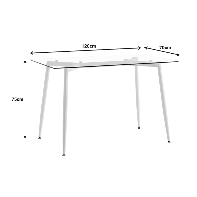 Quana-Julita dining table pakoworld set of 5 pieces glass 8mm transparent - black leg 120x70x75cm Quana-Julita dining table pakoworld set of 5 pieces glass 8mm transparent - black leg 120x70x75cm