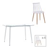 Quana-Aurora I pakoworld dining table set of 5 pieces in transparent-white shade 120x70x75cm