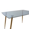 Dining table Chloe-Aurora I pakoworld set of 5 pieces glass 8mm anthracite - natural leg 120x70x75cm