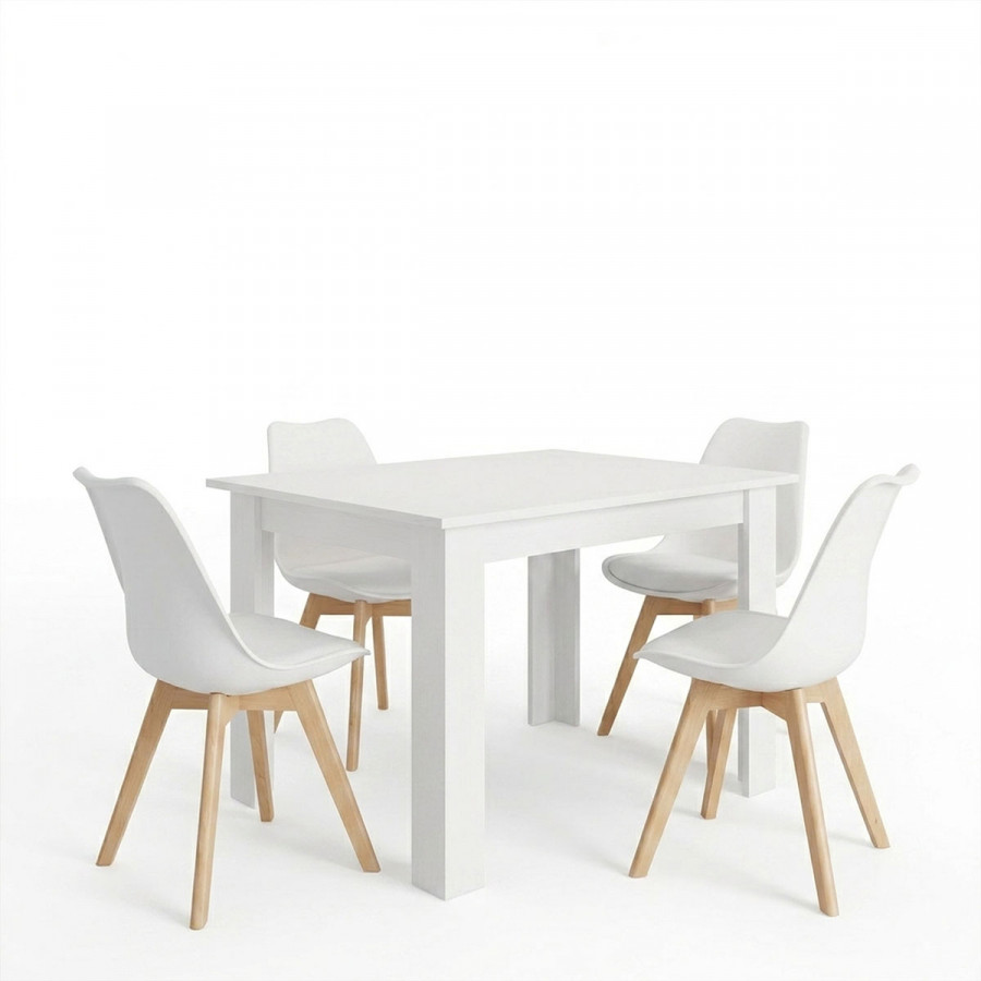 Τραπεζαρία Manka-Gaston pakoworld σετ 5τεμ σε λευκή απόχρωση 110x80x77εκ