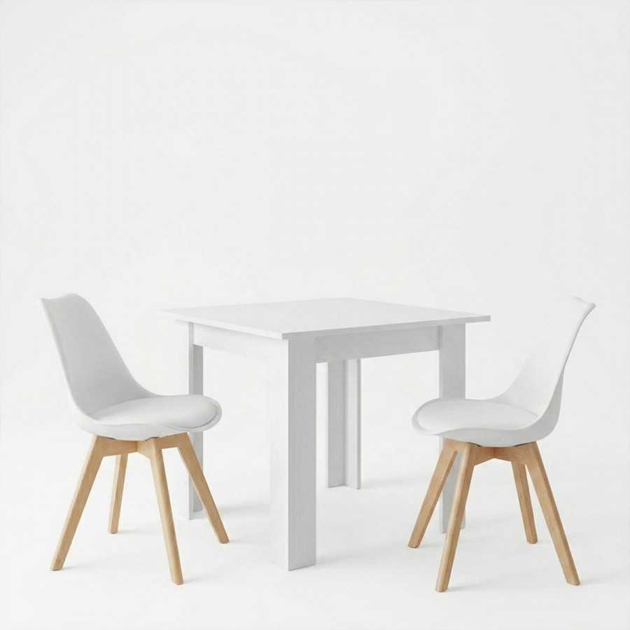 Τραπεζαρία Manka-Gaston pakoworld σετ 3τεμ σε λευκή απόχρωση 80x80x77εκ