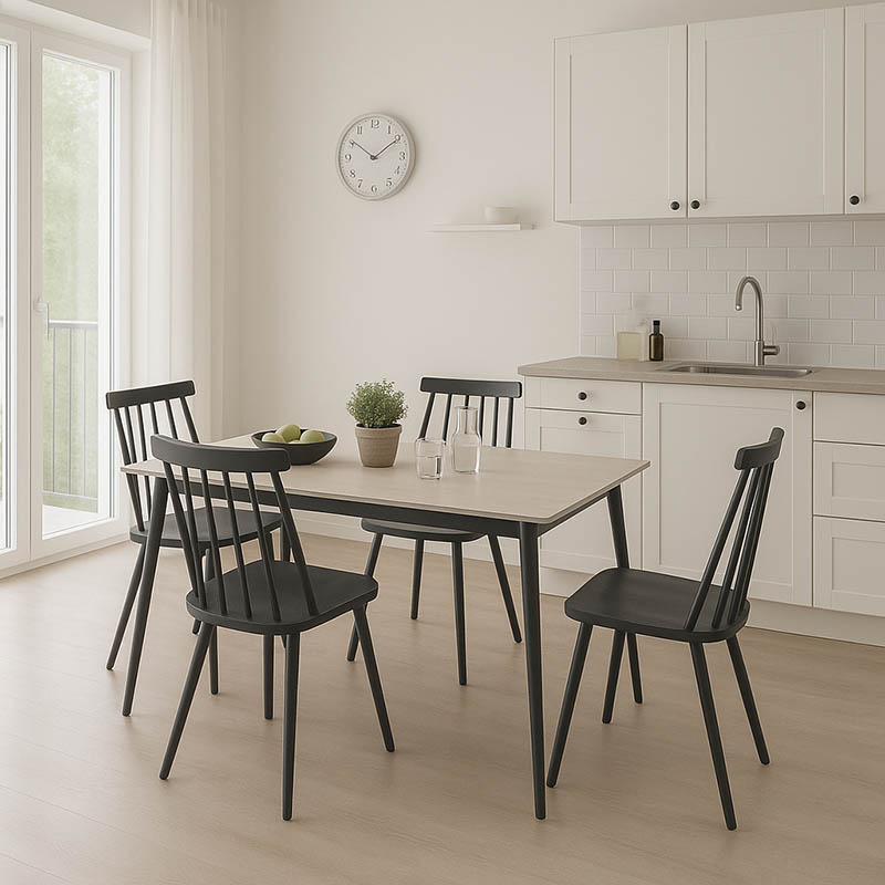 Aurora I-Gustas pakoworld dining table set of 5 sintered stone-black 120x60x75cm