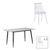 Aurora I-Gustas pakoworld dining table set of 5 pieces white marble-white 120x80x76cm
