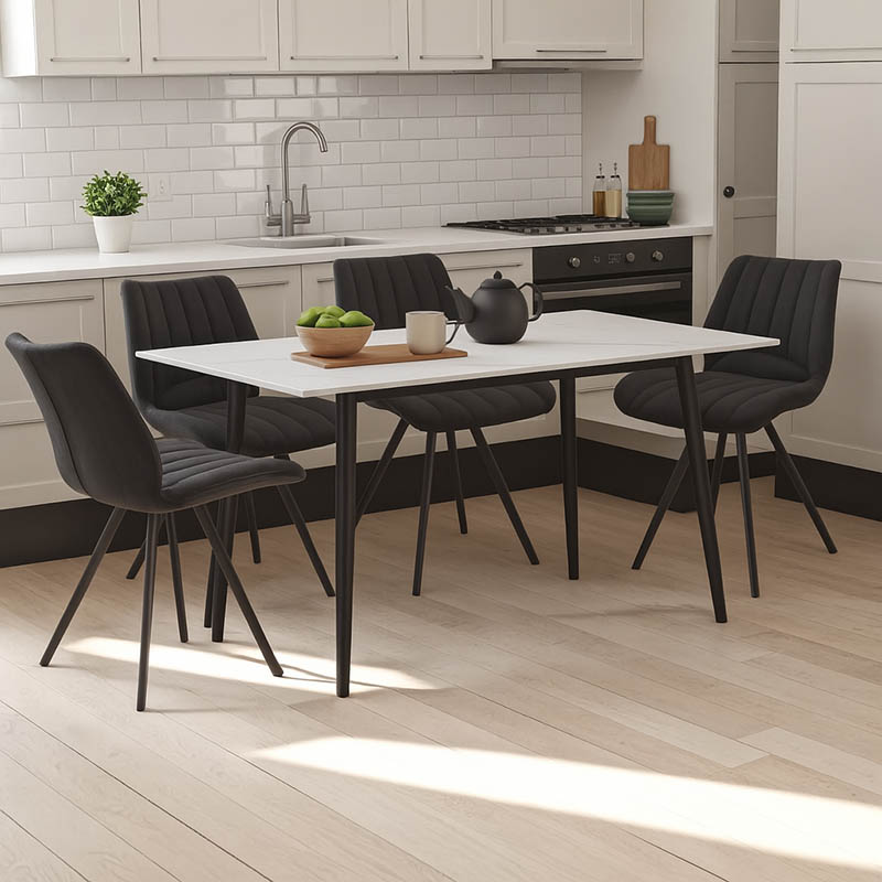 Sabia-Gustas pakoworld dining table set of 5 sintered stone-black-anthracite 120x60x75cm