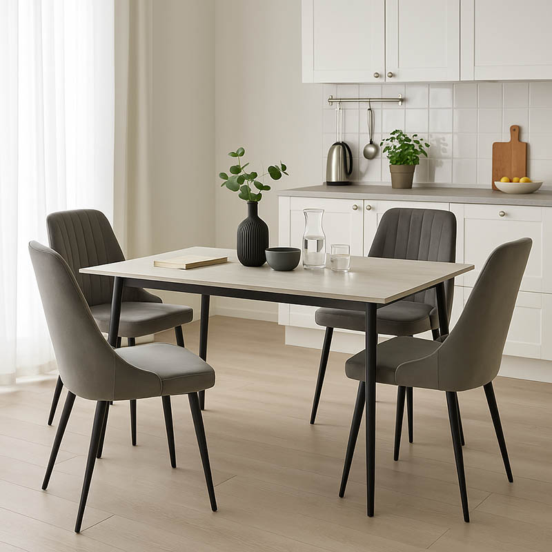 Azori-Gustas pakoworld dining table set of 5 sintered stone-black-anthracite 120x60x75cm