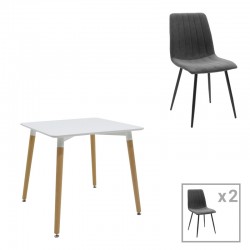 Dining table Natali-Noor pakoworld set of 3 pcs MDF white-dark grey-natural legs 80x80x76cm Dining table Natali-Noor pakoworld set of 3 pcs MDF white-dark grey-natural legs 80x80x76cm