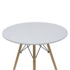Julita-Noor pakoworld dining table set of 3 pcs MDF white-beige fabric Φ80x73cm