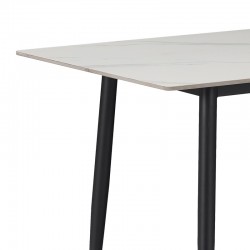 Gustas-Giselle pakoworld dining set 5pcs white marble sintered stone-boucle black 120x60x75cm