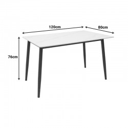 Gustas-Giselle pakoworld dining set 5pcs white marble-boucle black 120x80x76cm