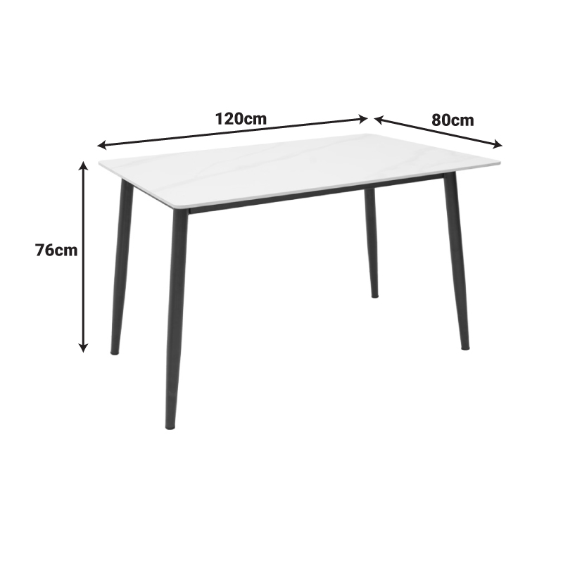 Gustas-Giselle pakoworld dining set 5pcs white marble-boucle black 120x80x76cm