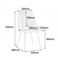 Gustas-Giselle pakoworld dining set 5pcs white marble-boucle black 120x80x76cm