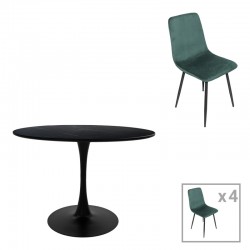 Dining table Balou-Grato pakoworld set of 5 pcs black-cypress D100x73cm