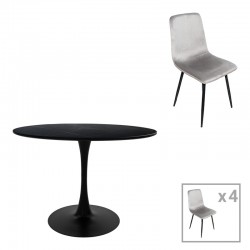 Dining table Balou-Grato pakoworld set of 5 pcs black-grey D100x73cm
