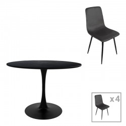 Dining table Balou-Grato pakoworld set of 5 pcs black D120x73cm