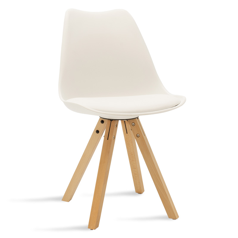 Dining table Balou-Caron set of 5 pcs pakoworld pp-mdf in white-natural shade D100x73cm