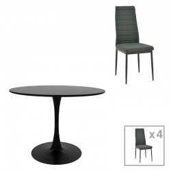 Dining table Balou-Parker pakoworld set of 5 pcs black-fabric anthracite D120x73cm