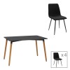 Τραπεζαρία Natali-Noor pakoworld σετ 5τεμ MDF μαύρο-πόδια φυσικό 120x80x76εκ