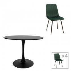 Dining table Balou-Noor pakoworld set of 5 MDF black-green D100x73cm