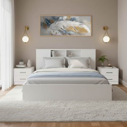 Olympus White Bedroom Set with Bed 140x200cm Set of 3pcs