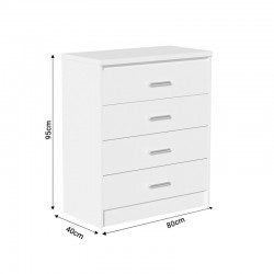 Olympus White Bedroom Set with Bed 140x200cm Set of 4pcs