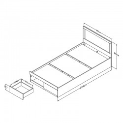 Olympus Sonoma Bedroom Set with Bed 100x200cm Set of 3pcs