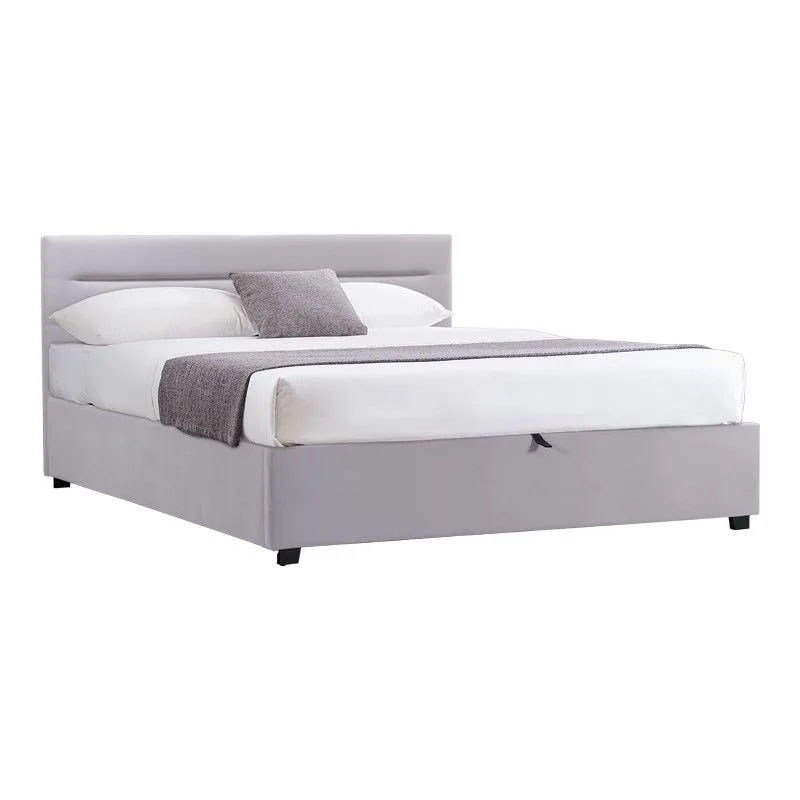 Bed with mattress and storage space Molito-Dreamer pakoworld velvet gray 160x200cm