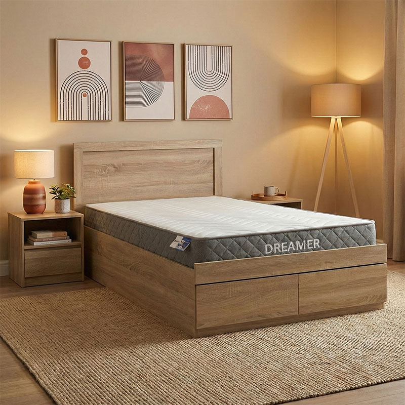 Κρεβάτι με στρώμα Olympus-Dreamer pakoworld sonoma 120x200εκ