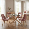 Dining Room with Murde Rotten Apple Chairs and Antoro Glass Table D100x75cm Set of 5pcs