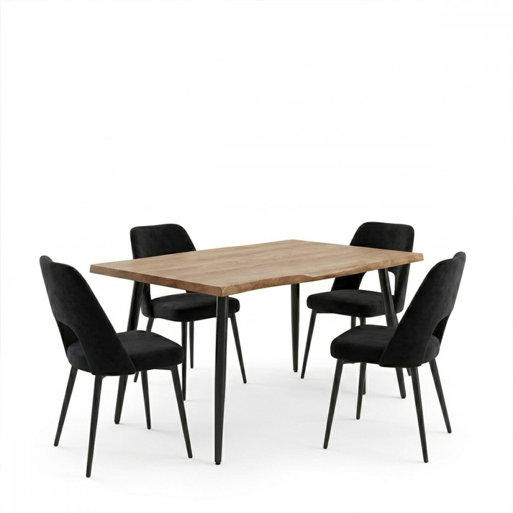 Τραπεζαρία με Καρέκλες Murde Μαύρο και Τραπέζι Neve Μαύρο 140x80x75εκ Σετ 5τεμ