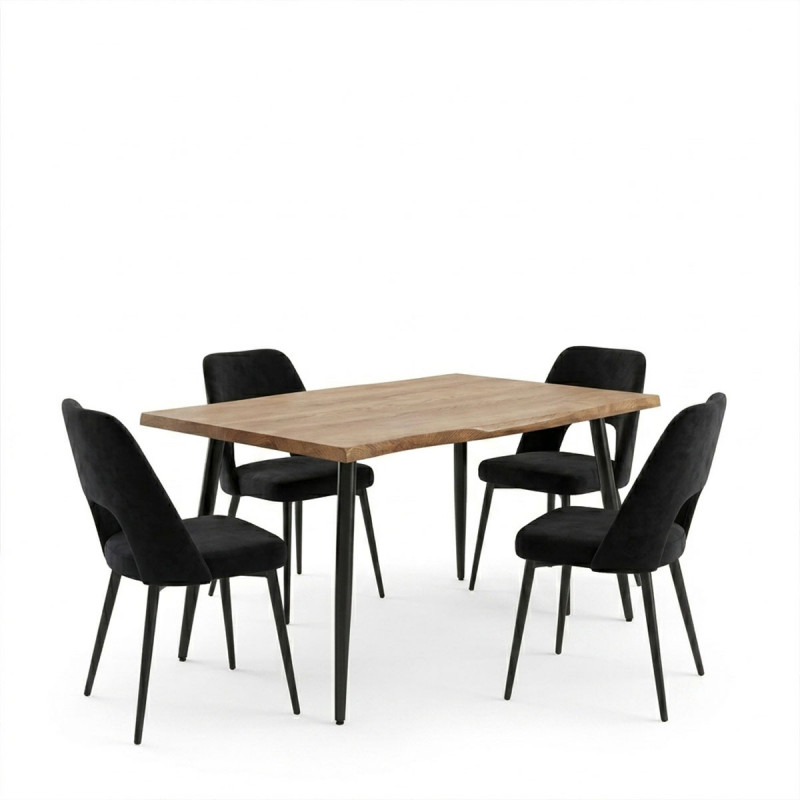 Τραπεζαρία με Καρέκλες Murde Μαύρο και Τραπέζι Neve Μαύρο 140x80x75εκ Σετ 5τεμ