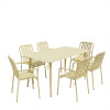 Dining set Heven Vista pakoworld set of 7pices champagne aluminum 120x70x72cm