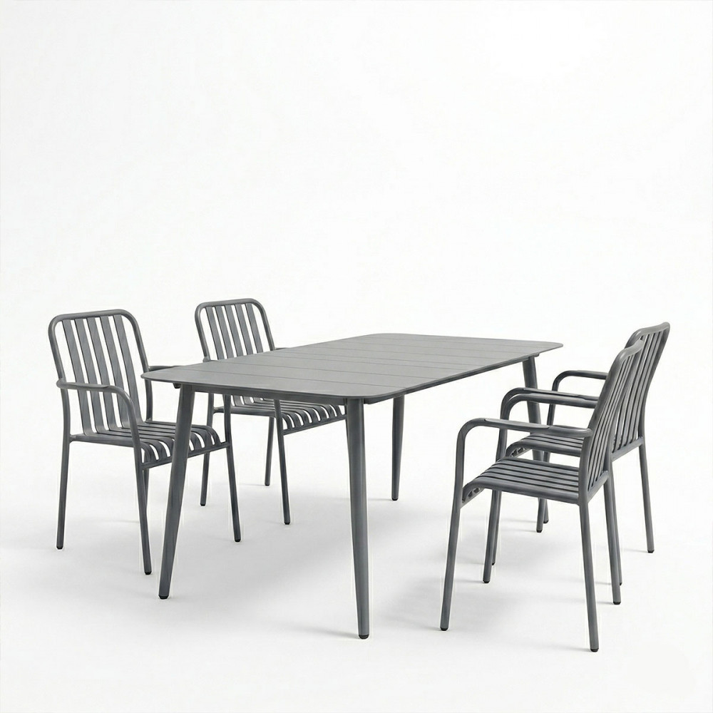 Dining set Heven Vista pakoworld set of 5 pieces anthracite aluminum 150x80x72cm