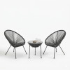 Acapulco pakoworld Outdoor Lounge Chair set 3 pieces black metal frame with PE rattan D50x52 cm