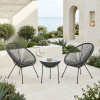Acapulco pakoworld Outdoor Lounge Chair set 3 pieces black metal frame with PE rattan D50x52 cm