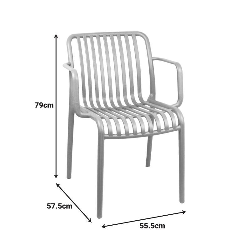 Τραπεζαρία Groovy Zoi pakoworld σετ 3τεμ ανθρακί PP 60x60x76εκ