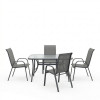 Dining table Ensure Calan pakoworld set of 5 pieces anthracite metal with glass 120x70x70cm