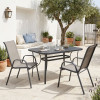 Dining table Ensure Calan pakoworld set of 3 pieces anthracite metal with glass 120x70x70cm