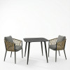 Dining set Peluxe Vista pakoworld set of 3 pieces anthracite aluminum with PE rope and cushions 80x80x72cm