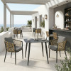 Dining set Peluxe Vista pakoworld set of 3 pieces anthracite aluminum with PE rope and cushions 80x80x72cm
