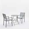 Bistro Confidence pakoworld dining 3-piece set anthracite metal frame with gray textilene D60×71 cm