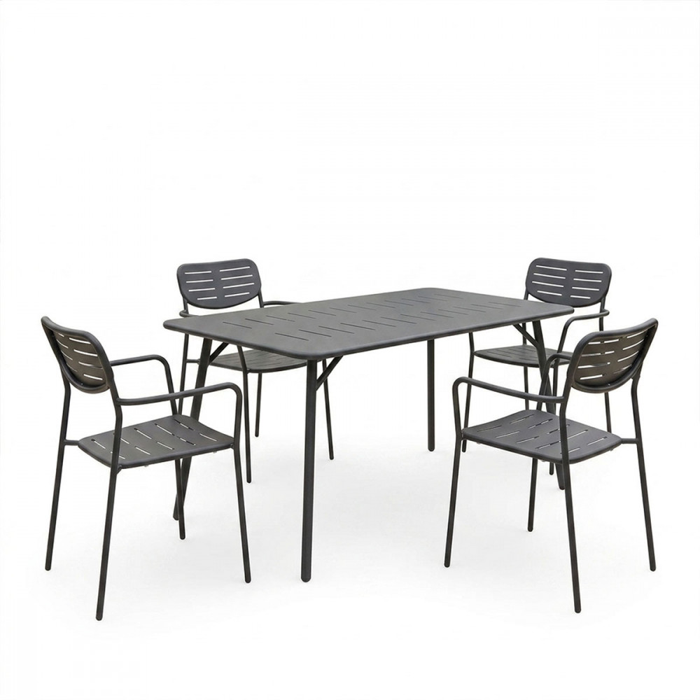 Moraja Deraby pakoworld set of 5 pieces black metal 140x80x72cm