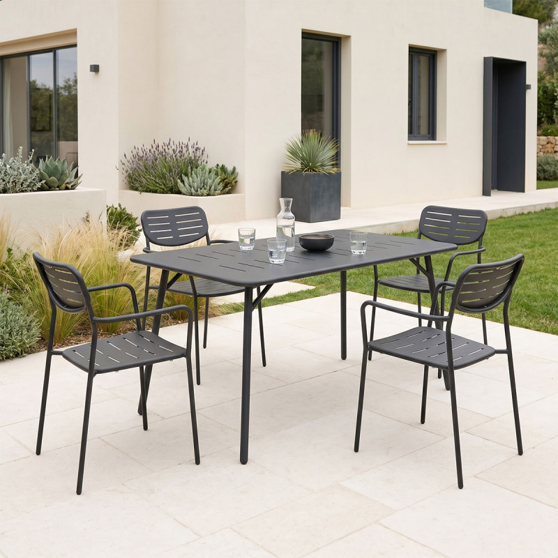 Moraja Deraby pakoworld set of 5 pieces black metal 140x80x72cm