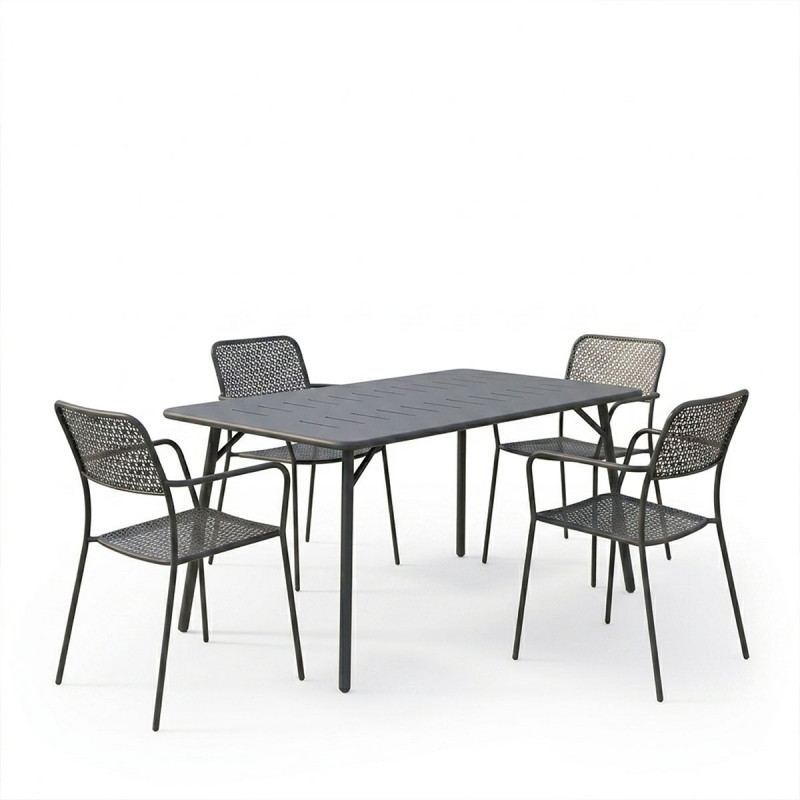 Τραπεζαρία Moraja Federal pakoworld σετ 5τεμ μαύρο μέταλλο 140x80x72εκ