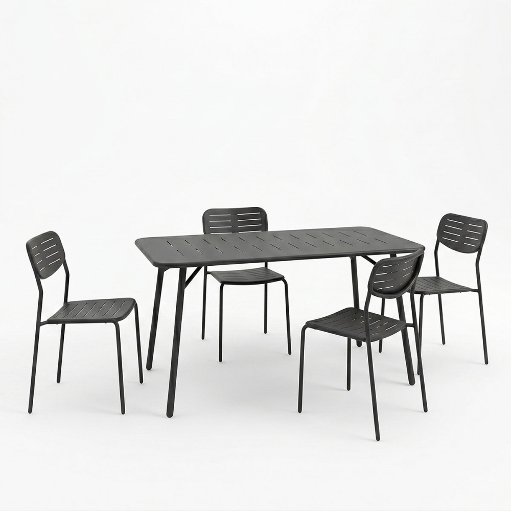 Τραπεζαρία Moraja Deraby Ι pakoworld σετ 5τεμ μαύρο μέταλλο 140x80x72εκ