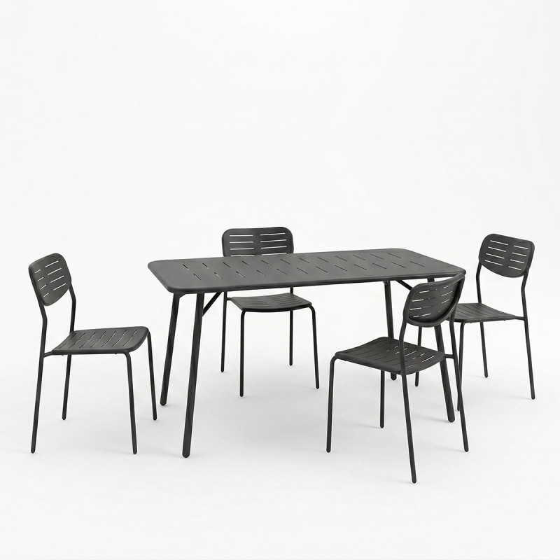 Τραπεζαρία Moraja Deraby Ι pakoworld σετ 5τεμ μαύρο μέταλλο 140x80x72εκ